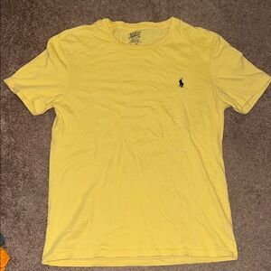 Polo Ralph Lauren Men’s Yellow Custom Fit Crewneck T-Shirt Navy Pony Logo; M